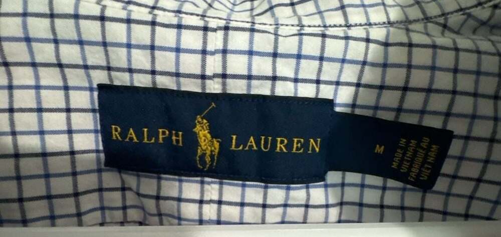 Polo Ralph Lauren Men's White and Blue Plaid Long Sleeve Button Down Shirt - Picture 2 of 5